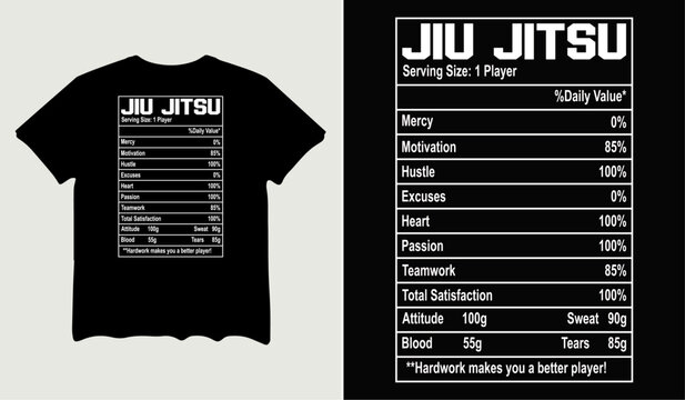Funny Jiu Jitsu Nutrition Facts t-shirt design for t-shirt quotes or poster svg printable cut file