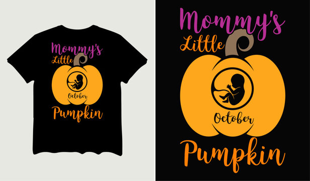 Mommy's little October pumpkin t-shirt design for t-shirt quotes or poster svg printable cut file