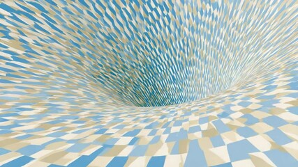 Aufkleber - Abstract Vortex: A mesmerizing abstract artwork depicting a swirling vortex of blue and beige geometric shapes, creating a sense of depth and movement.