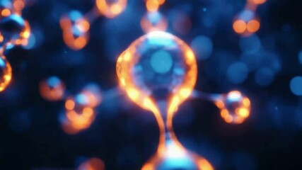 Poster - Molecular World: Captivating visual of molecular structures, showcasing the elegance and complexity of science. It uses a close-up shot, where the microscopic details are illuminated by light.