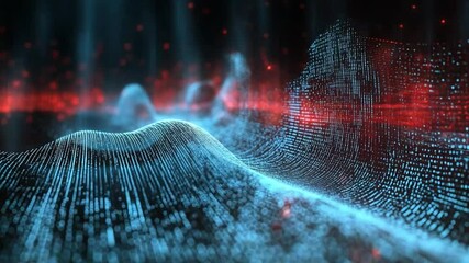 Aufkleber - Digital Topography: A captivating display of a digital landscape, rendered in stunning detail with blue and red light, evoking the intricate beauty of data visualization.