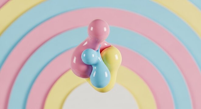 Abstract Shapes Grouping with Colorful Curved Background