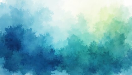 Poster - Abstract blue and green watercolor wash background. Artistic gradient texture of paints, brushes, strokes. Design element for banner, poster, card. Vibrant colors of sky, water, ocean and nature.