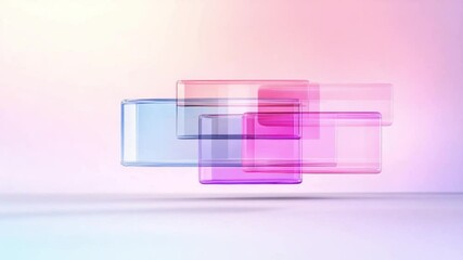Aufkleber - Geometric Abstraction: A modern and abstract design of translucent rectangles with subtle colors that merge and overlap, creating a visually appealing composition.