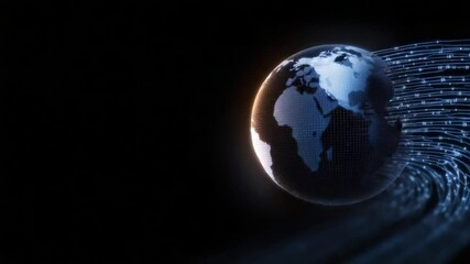 Poster - Global Connection: A digital rendering of Earth, intertwined with radiant light trails. It reflects the interconnectedness of our world in a stunning visual depiction. 