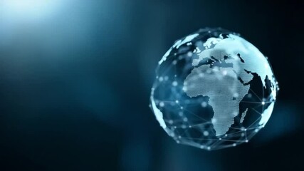 Poster - Global Network: A captivating image of a digital earth illuminated by a network of interconnected nodes, representing the intricate web of global communication and technological advancement. 