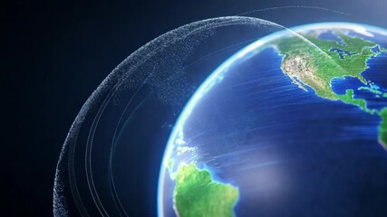 Aufkleber - Global Connectivity: A stunning depiction of Earth from space, enveloped by a network of data points, illustrating interconnectedness, communication, and the wonders of global reach. 