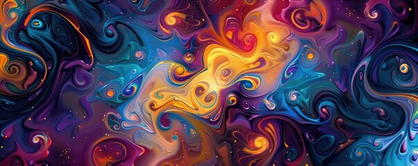 Poster - Galaxy scene of vibrant planet inside outer space orbit with vividness of light from nebula or star. Universe scenery with various celestial object of cosmos perfect for astronomy background. AIG61.