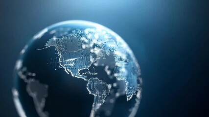 Aufkleber - Global Innovation: A stunning, high-tech representation of the Earth, illuminated by glowing digital pathways. This image evokes the spirit of innovation and connectivity