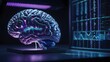 © Store4FUN - Glowing Holographic Brain in Futuristic AI Lab