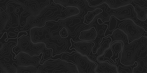 Aufkleber - Dark topographic map with contour lines showing elevation on a textured surface pattern design graphic  for geological or cartographic backgrounds.