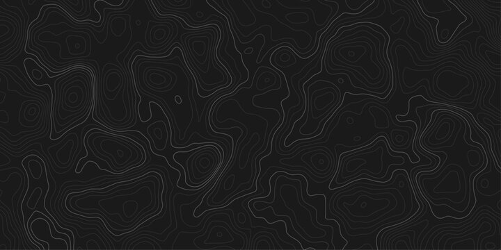  topographic map with contour lines on a dark black background design element contour lines to represent elevation changes terrain details in a minimalist and modern style.