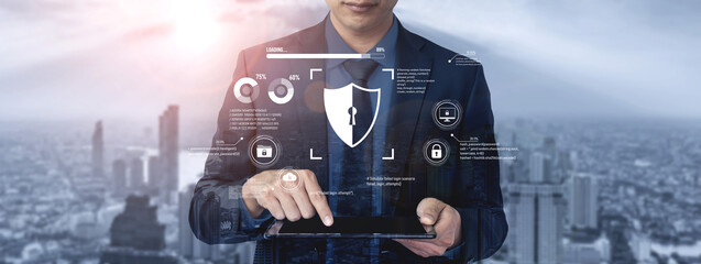 Poster - Cyber security protects against breaches, hacks, and network attacks using strong infrastructure and proactive digital defense strategies. Vouch