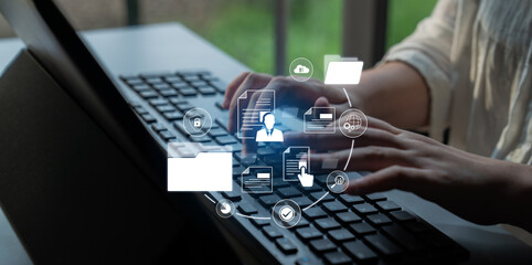 Poster - Document management system for secure file storage, organized access, and efficient digital workflow including verification, upload, analytics, and approval process Latch