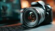 © Chingiz - Camera lens on laptop captured in a close-up, part of photographerâ€™s setup