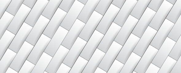Poster - Abstract light geometric background. Seamless white and gray brick texture. Trendy illusion 3d repeatable pattern. vector