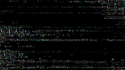 Poster - Abstract multicolor glitch texture illustration. Retro video noise with static distortion. Digital screen problem background.