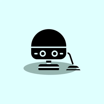 Cleaning robot icon vector illustration, Smart cleaner sign, Technology and AI concept