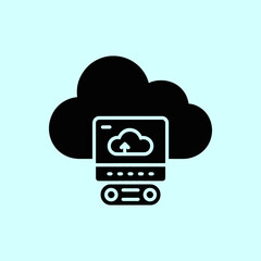 Poster - Cloud storage icon vector illustration, Digital space. Data storage, Technology and AI concept
