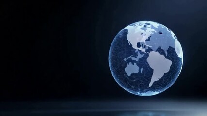 Poster - Global Connectivity: A stunning digital rendering of planet earth, with its continents and oceans subtly illuminated, symbolizes the interconnectedness of the world in a captivating display.