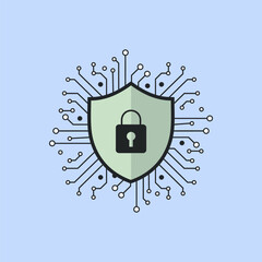  - Cybersecurity shield icon vector illustration, Digital security shield sign, Online data protection, Technology and AI concept
