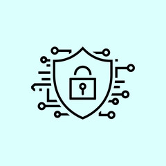  - Cybersecurity shield icon vector illustration, Digital security shield sign, Online data protection, Technology and AI concept