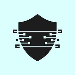  - Cybersecurity shield icon vector illustration, Digital security shield sign, Online data protection, Technology and AI concept