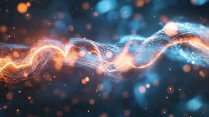 Aufkleber - Electric Symphony: An abstract artwork visualizing a dynamic flow of energy, weaving together vibrant hues of blue and orange to evoke a sense of movement and connection.