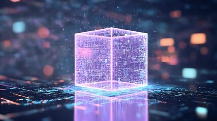 Aufkleber - Digital Cube: A captivating digital cube glows, symbolizing innovation and technological advancement, surrounded by an ethereal glow and a vibrant background.