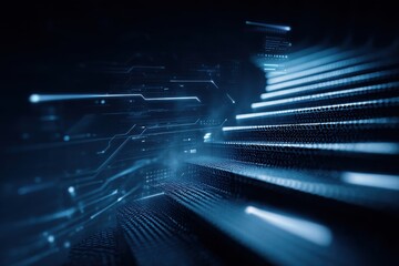 Poster - Technology concept of digital circuits on abstract blue gradient background