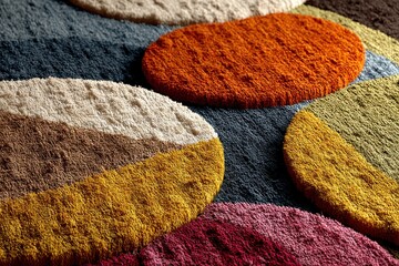 Poster - Colorful textured circles on modern carpet design for interior decor