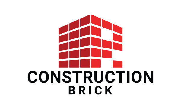 Letter R brick logo design vector template