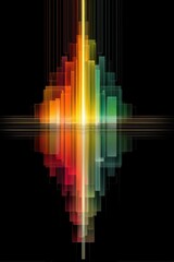 Poster - Abstract colorful light patterns forming a symmetrical reflection on black backdrop