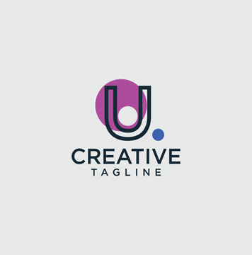 HURUF INISI U. TEMPLATE VEKTOR DESAIN. LOGO AGEN PEMASARAN DIGITAL