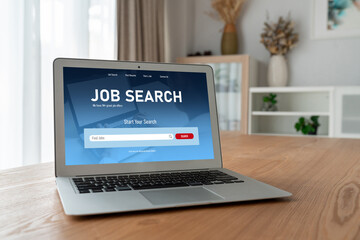 Poster - online job search on modish website for worker to search for job opportunities on the recruitment in