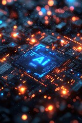 Poster - Advanced Technology Concept With Glowing AI Circuit and Futuristic Details