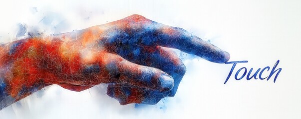 Poster - Digital Illustration of a Hand Interacting With a Smartphone Device