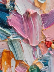 Poster - Expressive abstract background in pastel tones created with bold oil paint brushstrokes