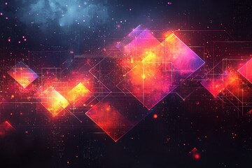 Poster - Futuristic digital interface with glowing data visualizations of advanced technology concepts