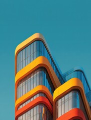 Poster - Modern architectural building with bold colorful design. Generative AI image