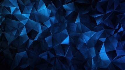 Poster - Dark blue triangular abstract background. geometric dark pattern background with lines composed triangles. blue triangle tiles pattern mosaic background.