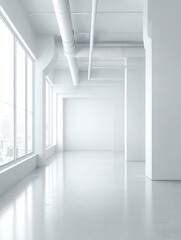 Poster - close up of empty white office space with blank walls provides a clean and minimalist backdrop