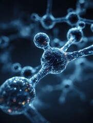 Poster - blue abstract network connection structure molecular 3d render