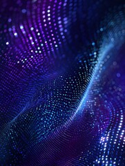 Poster - Abstract digital art of a swirling blue and purple background with white dots, creating a futuristic and tech-inspired visual