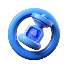 Aufkleber - Modern 3d blue play icon inside a ring on a black background simple graphic design