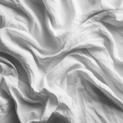 Poster - Close-up of white fabric with natural wrinkles and folds, creating a textured and minimalistic background suitable for various design uses.