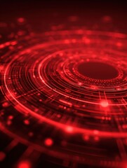 Poster - Abstract digital tech circle on red technology background. Copy space.