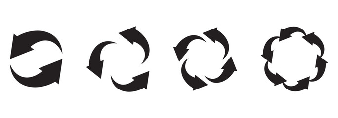 Fototapete - Cyclic rotation icon set. Reiteration or renewal symbol. Recycling sign on transparent background. Vector illustration.