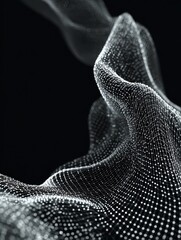 Poster - Elegant curved wireframe waves with silver glow, modern design