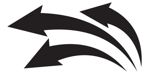 Fototapete - Wavy long line arrow set showing left element